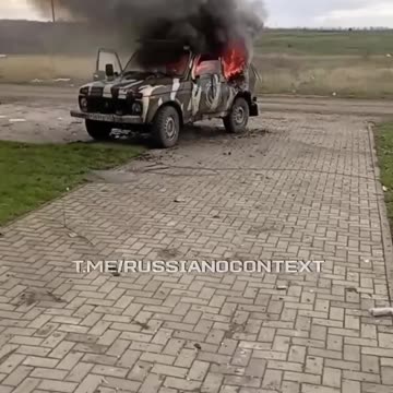 Russian Soldiers Burn Their Own Jeep On the First Day