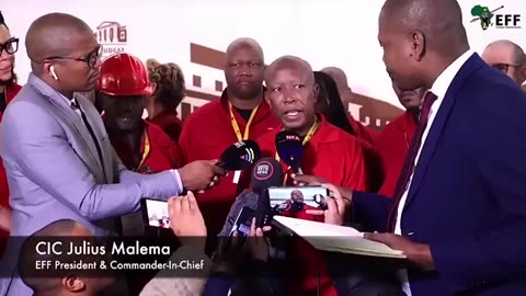 Commander-in-Chief and President of the EFF Julius_S_Malema, speaks to members of the media