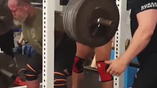 Squatting at McMillan's Strongman Gym in Lancaster