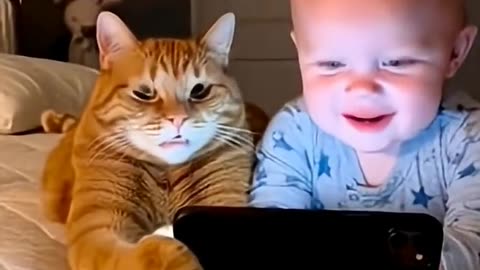 Cute Baby & Cat Viral Funny video😍🤭🤣🤣🤣