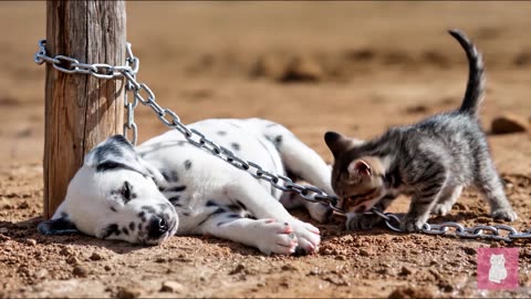 Mama Cat & Kitten Build a Bright Wooden Bridge Over the Stream _ Relaxing Healing Story