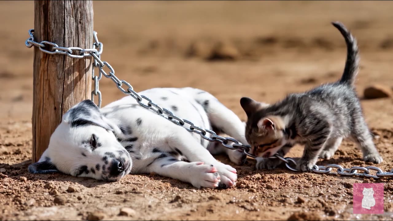 Mama Cat & Kitten Build a Bright Wooden Bridge Over the Stream _ Relaxing Healing Story