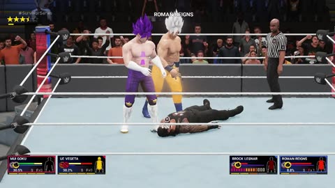 UI Goku and UE Vegeta VS Roman Reigns and Brock Lesnar - Full Match Gameplay WWE [2023]