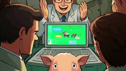Porcos Jogam Videogame Suínos Inteligentes em 1 Minuto in Portuguese