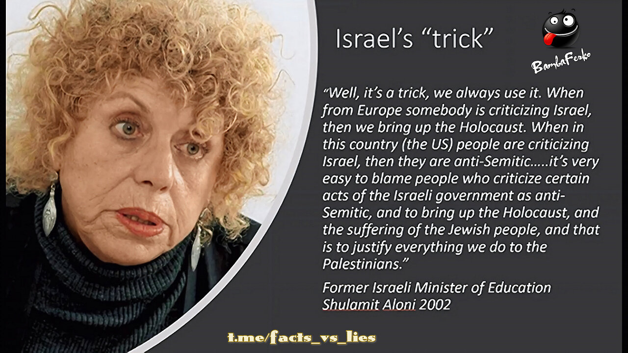 'It's a trick, we always use it'. Former Israeli Minister Shulamit Aloni on Anti-Semitism...