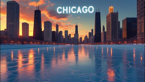 Frozen Chicago River at Sunset 🌆 | Stunning Winter Cityscape in 4K
