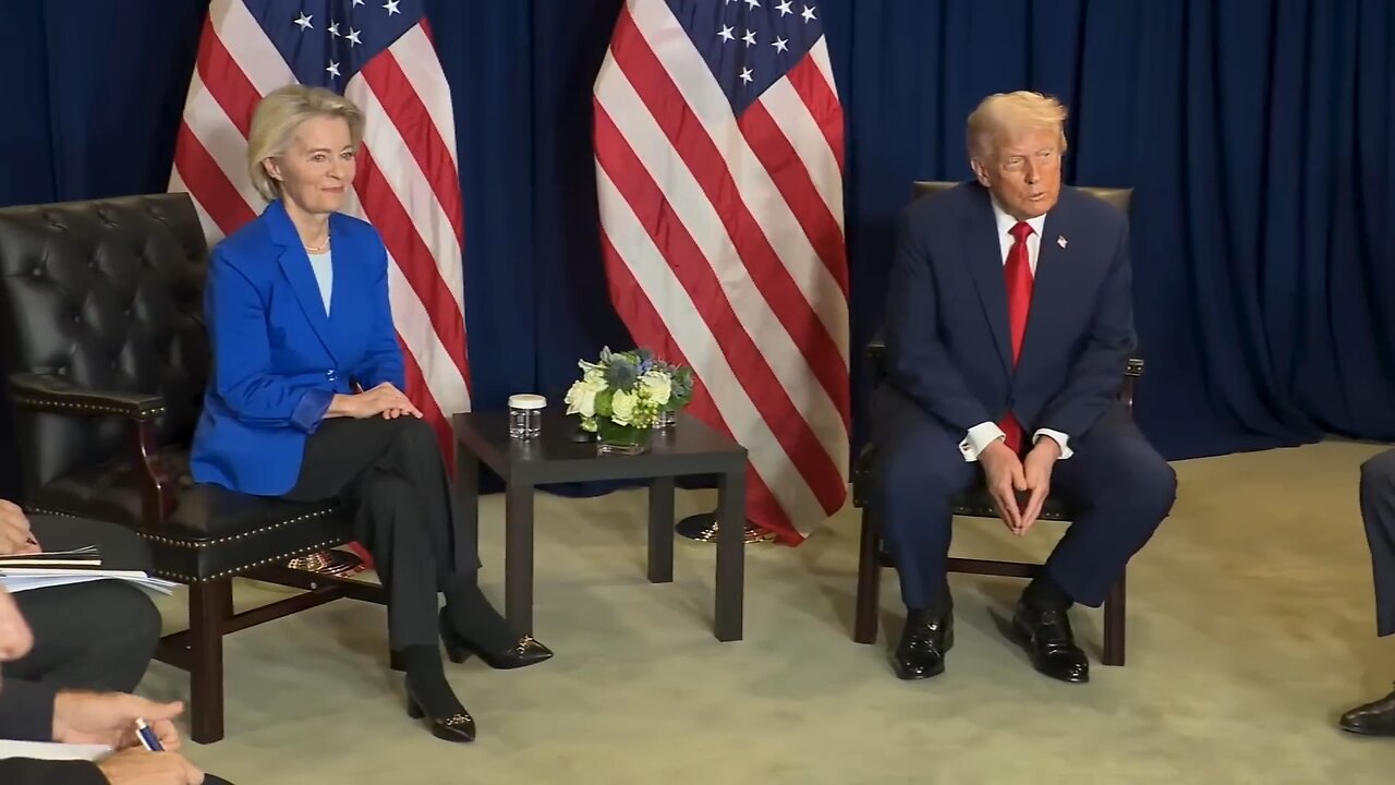 President Trump has a Pull-Aside with the President of the European Commission