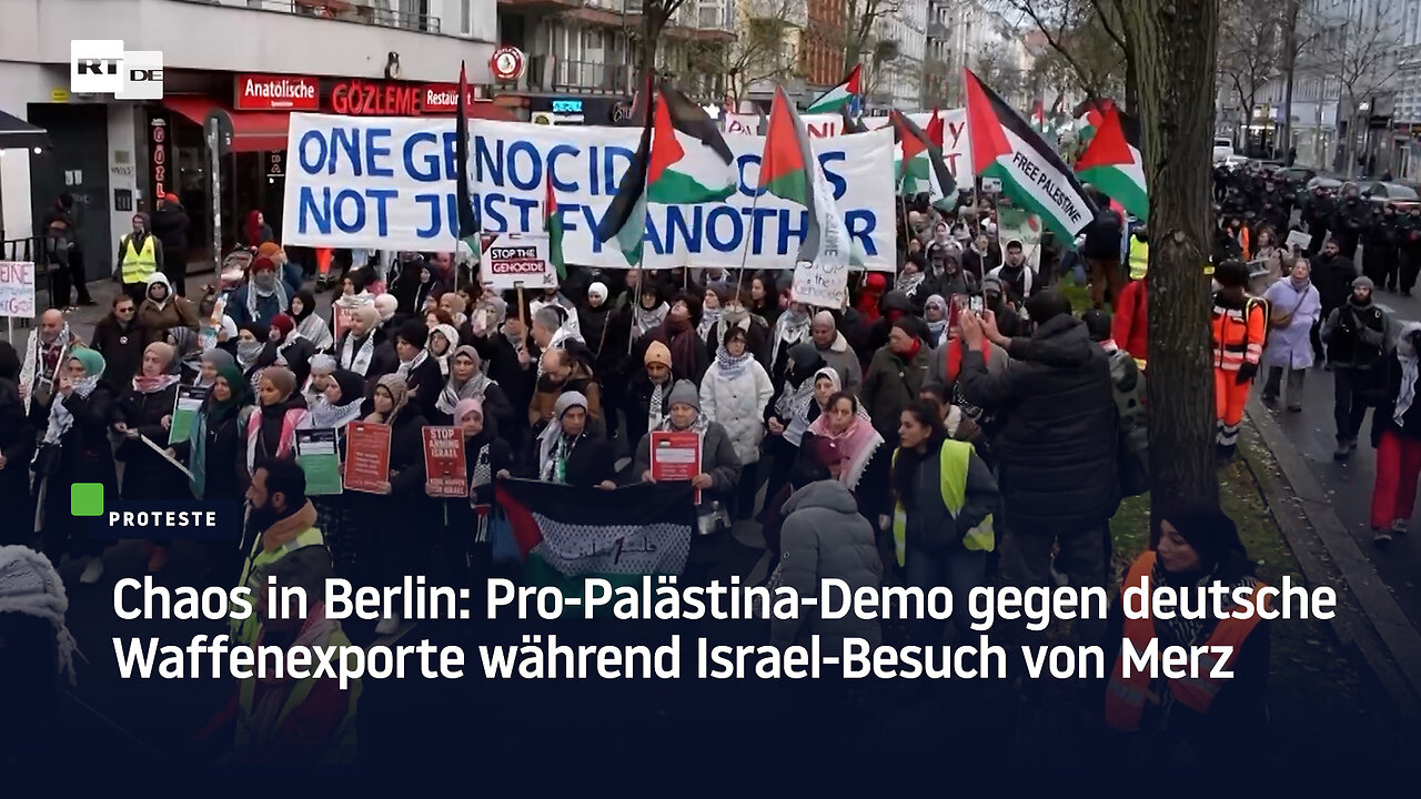 Chaos in Berlin: Pro-Palästina-Demo gegen deutsche Waffenexporte während Israel-Besuch von Merz
