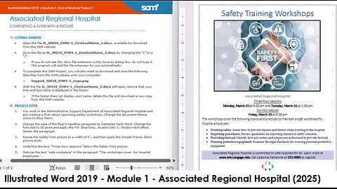 Illustrated Word 2019 | Module 1: End of Module Project 1 | Safety Training Workshops (Update 2025)