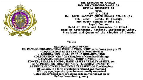 274 LIQUIDATION OF CBC RE: CANADA BROADCASTING CORPORATION “CBC” 12/14/2024 5:42 pm CT– LIQUIDATION