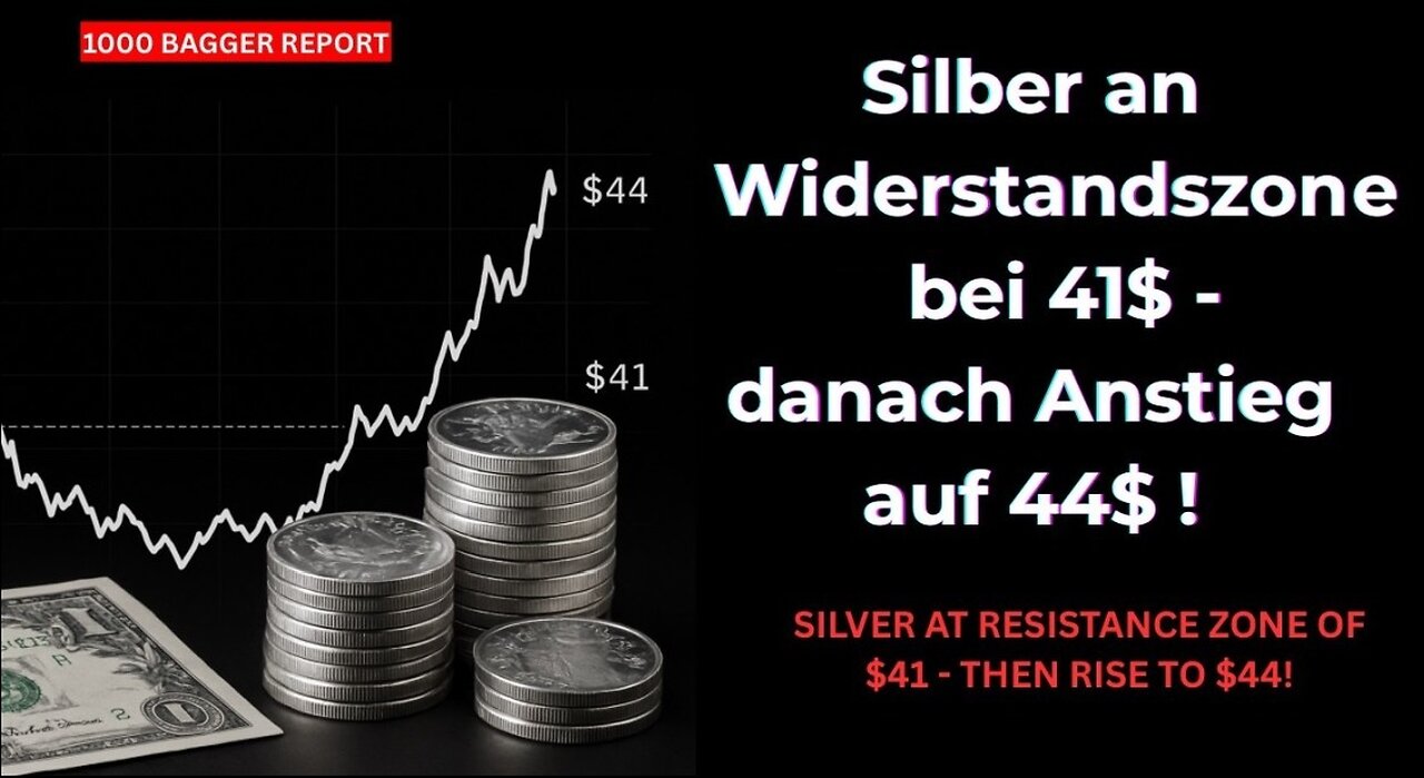 Silber an Widerstandszone bei 41$ - danach Anstieg auf 44$ !