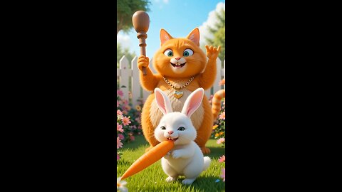 Ai animation cat 😺 video l The Cat 😺 and Rabbit 🐰#3danimation #pets #cat