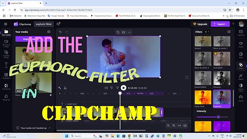 Add the euphoric filter in Clipchamp