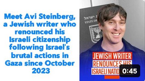 "Jewish Writer Avi Steinberg Renounces Israeli Citizenship"