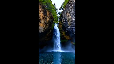 Waterfall flowing over rocks in forest 4k. Relaxing Water Sounds, Flowing Water, Noise for Sleep