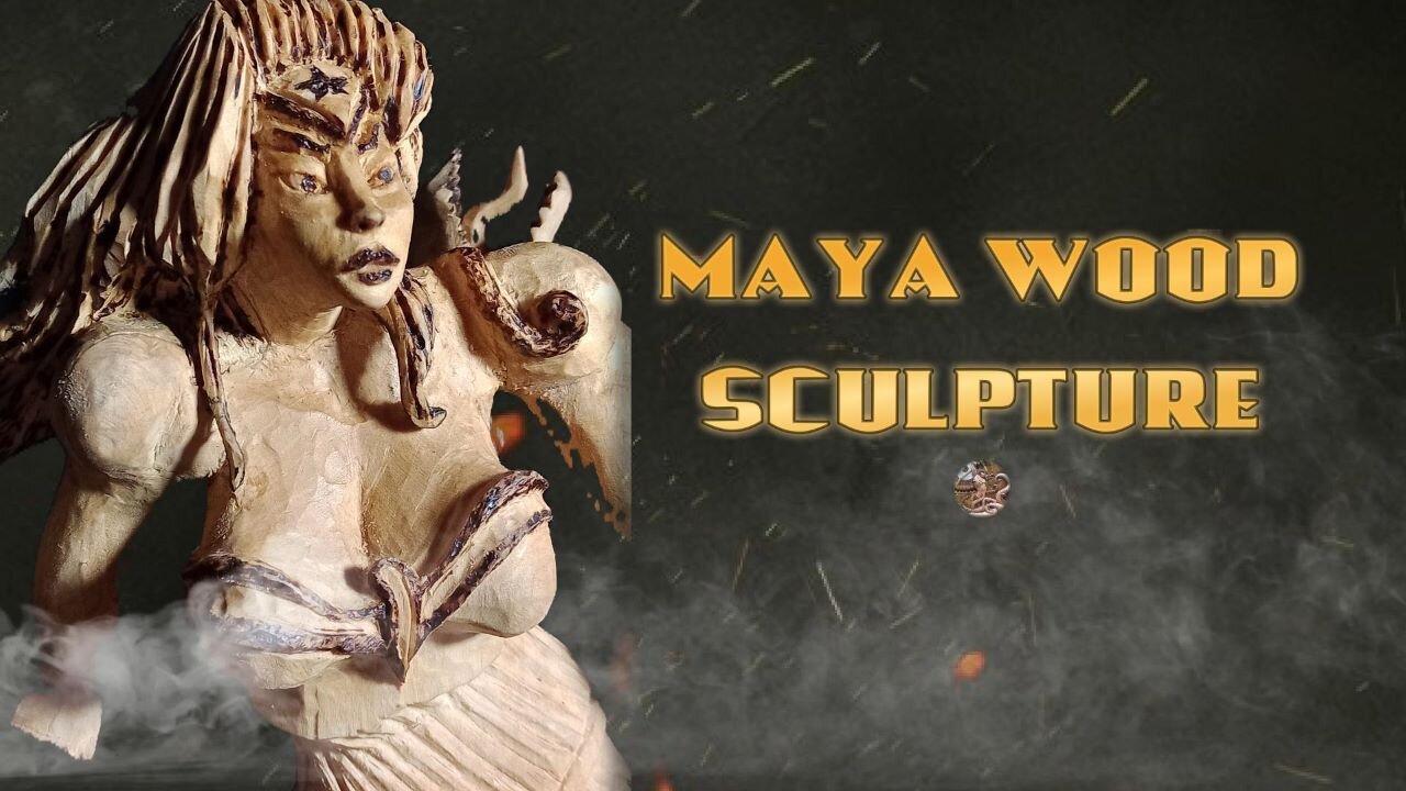 WONDER WOMAN AND THE CARNIVORE PLANT -wood sculpture - scultura su legno