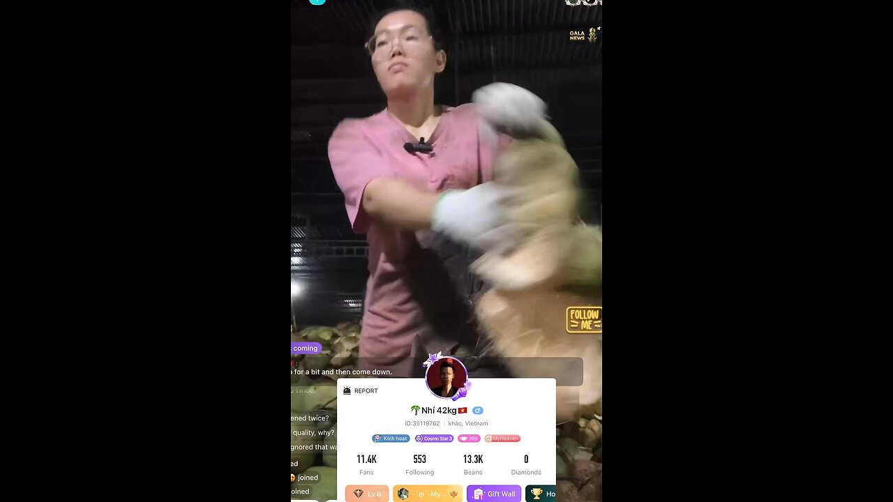 This lady from Vietnam is removing the outer layer from a coconut.