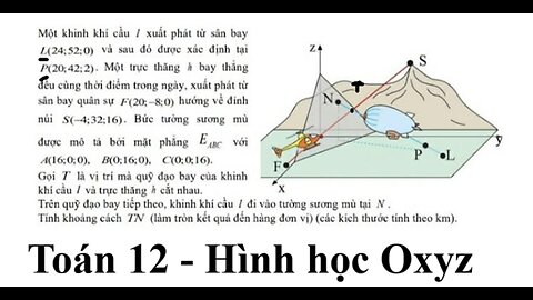 Toán 12: Một khinh khí cầu / xuất phát từ sân bay L(24:52:0) và sau đó được xác định tại P(20;42;2)