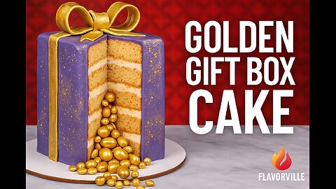 Golden Gift Box Cake – FlavorVille Wrapped Chaos
