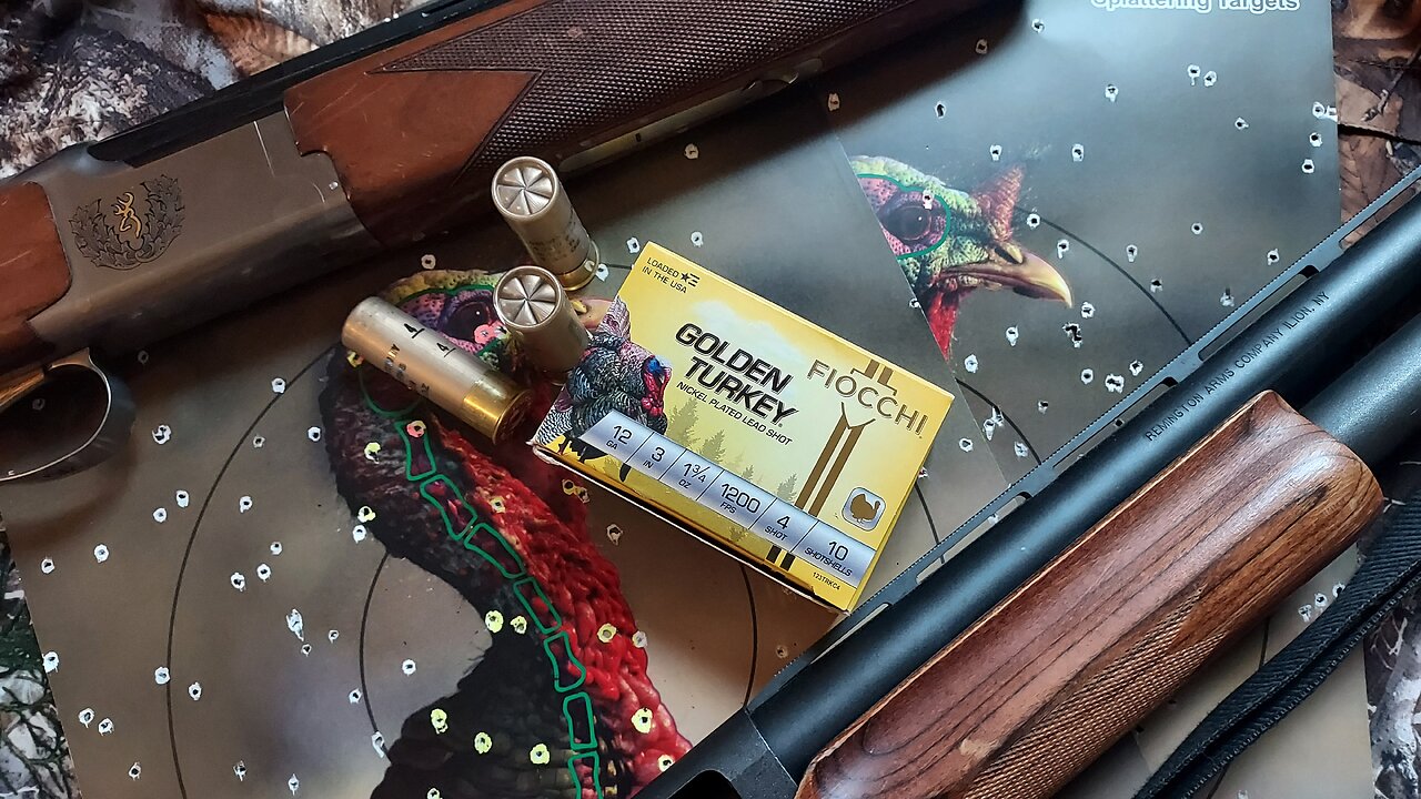 Fiocchi's Goldern Turkey Loads, 12 gauge in 3" shells loaded with No. 4s.