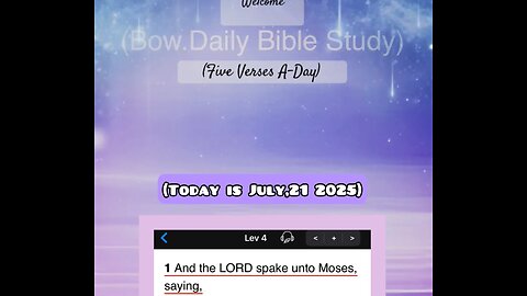 (Bow.Daily Bible Study) Good Morning ☀️ welcome back, To Our Daily Reading,5,Verses A-Day.Lev4:1-4.