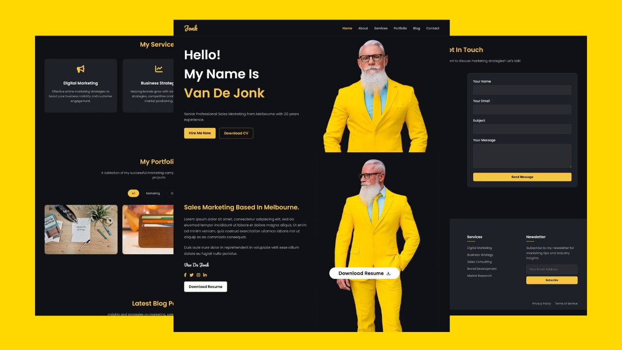Create Responsive Portfolio Website Design using HTML, CSS, and JavaScript