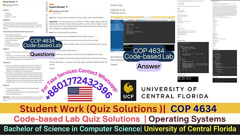 Student Work(Quiz Solutions)|COP4634 Multithreading Concepts Q&A Work Video |UCF