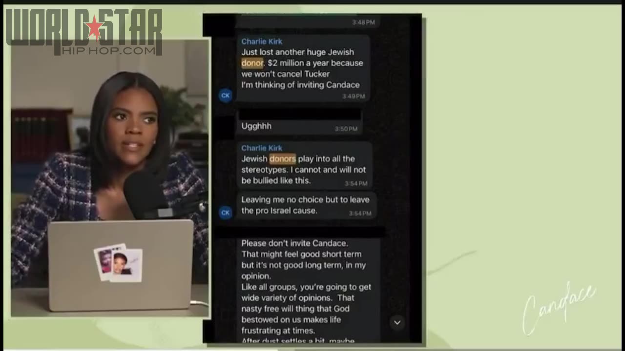 Candace Owens Group Chat With Charlie Kirk Saying He Had No Choice But To Leave TheIsrael Cause