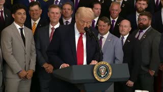 President Donald Trump celebrating LSU baseball national champions - October 20, 2025