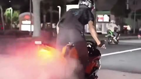 Street biker stunt gone wrong