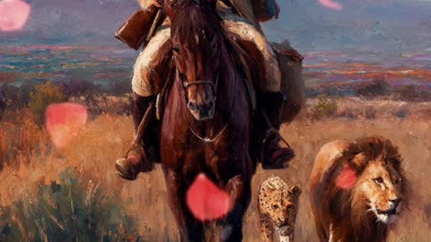 Farmer of the olden days riding in the bush felt