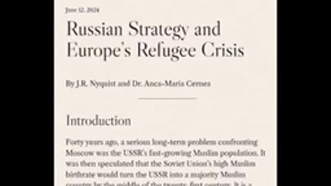 2024, Russian Strategy and Europe’s Refugee Crisis (Jeffrey Nyquist)