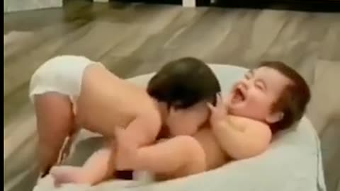 Cute twin baby laughing 😂