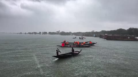 The river fills differently with rain.
