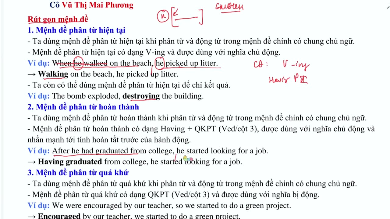 Làm chủ kiến thức Ngữ pháp Rút gọn mệnh đề Buổi 1