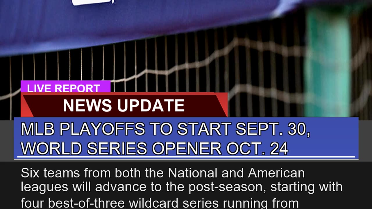 Mlb Playoffs to Start Sept World Series Opene