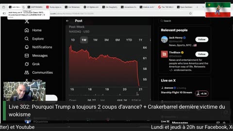 Live 302: Pourquoi Trump a toujours 2 coups d'avance? + Crackerbarrel dernière victime du wokisme