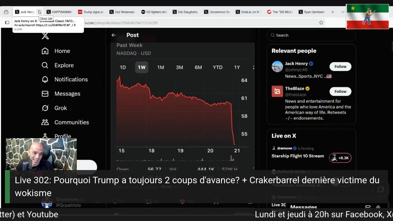 Live 302: Pourquoi Trump a toujours 2 coups d'avance? + Crackerbarrel dernière victime du wokisme