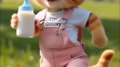 Dancing Kitty with Milk Bottle | Cutest Cat Ever! 🐾🍼
