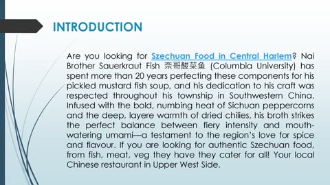 Are you looking for Szechuan Food in Central Harlem?