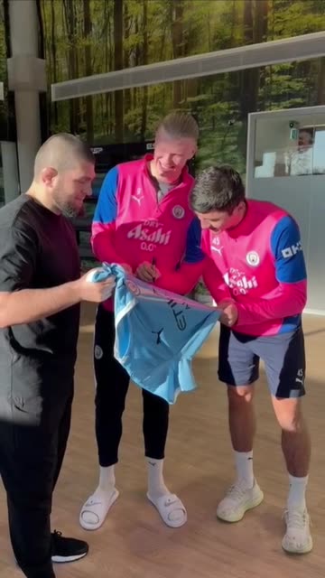 Khabib and Haaland Team Up to Help Abdukodir Khusanov Write in English