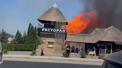 Train Depot in Crimea Still Burning