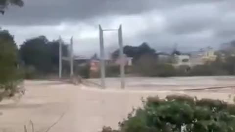 Floodwaters Swept Away The Phu Thien Suspension Bridge In Đức Trọng District, Vietnam