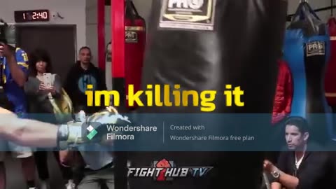 VASYL LOMACHENKO THROWING BEAUTIFUL HOOKS ON HEAVY BAG