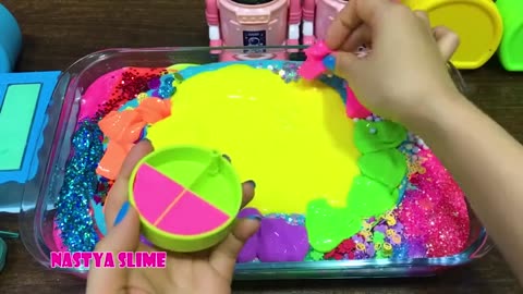 RAINBOW slime Mixing random into GLOSSY slime Satisfying Nastya Slime_part2