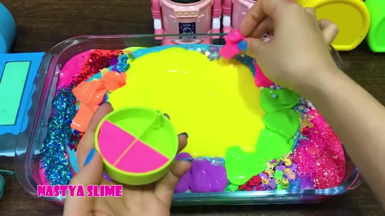 RAINBOW slime Mixing random into GLOSSY slime Satisfying Nastya Slime_part2