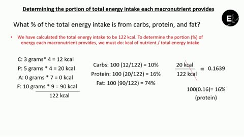 How to determine the % total energy intake each macronutrient provides HOTDOG ex. (part 2/2)