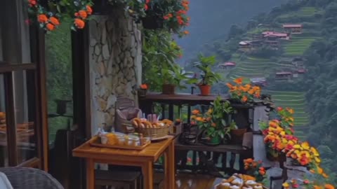 Resort Balcony Lounge, Camping Adventures, Rustic Patio.