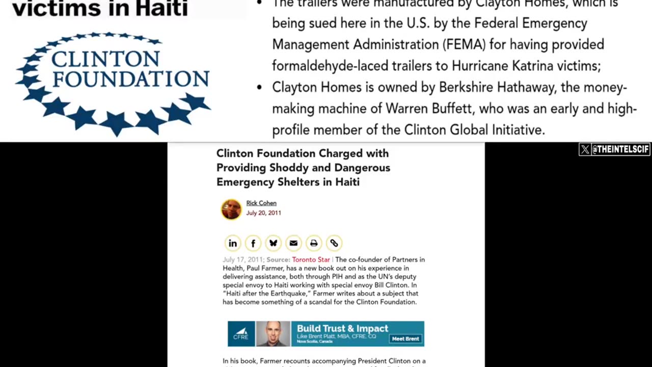 CLINTON FOUNDATION unloaded FEMA's formaldehyde contaminated trailers....