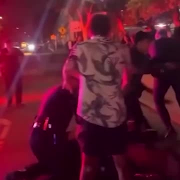 Santa Ana Police Officers Take Down Two People to Arrest Them Before a Guy Trucks an Officer